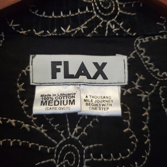 FLAX Jeanne Engelhart Embroidered Floral Jacket 100% Cotton Sz Medium - Picture 9 of 9